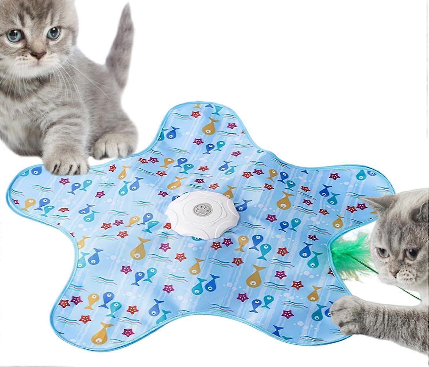 Interactive Cat Toy, Rechargeable Cat Toys for Bored Indoor Adult Cats, Hide and Seek Cat Toy with Motion Activated, Feather Toys, Exercise Toys for I