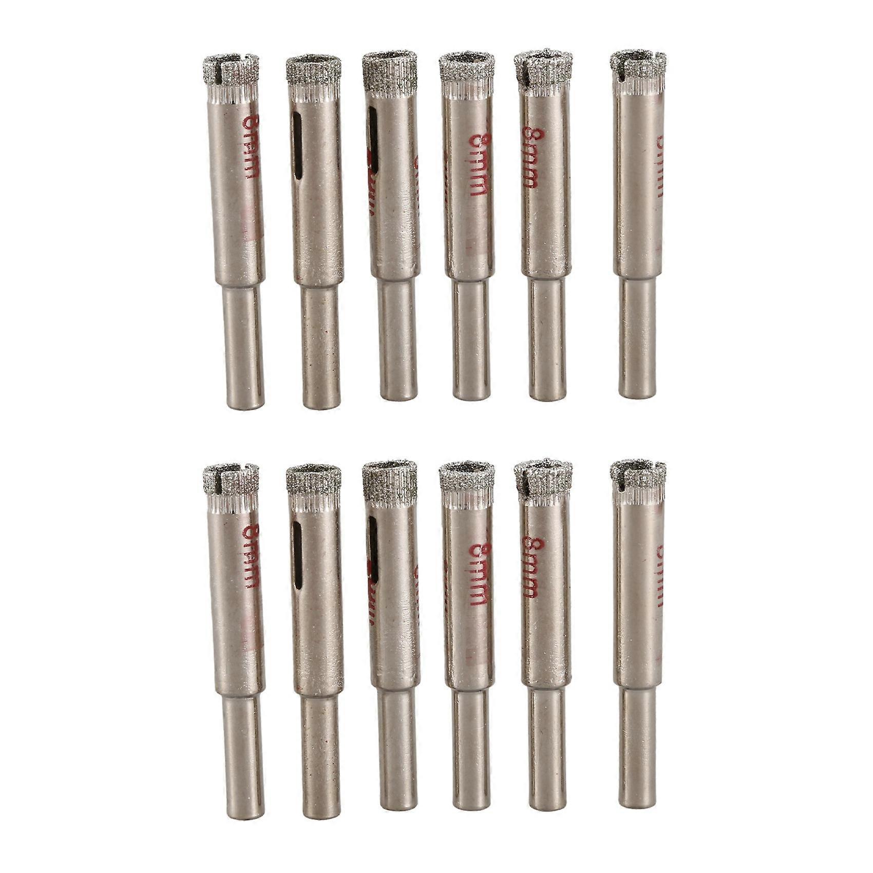12 Pcs 8mm Diamond Core Drill Bits Ceramic Tile Glass Hole Saw