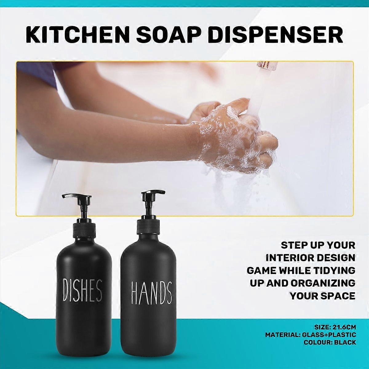 Soap Dispenser 2 Pack,16 Oz Soap Dispenser with Pump Black