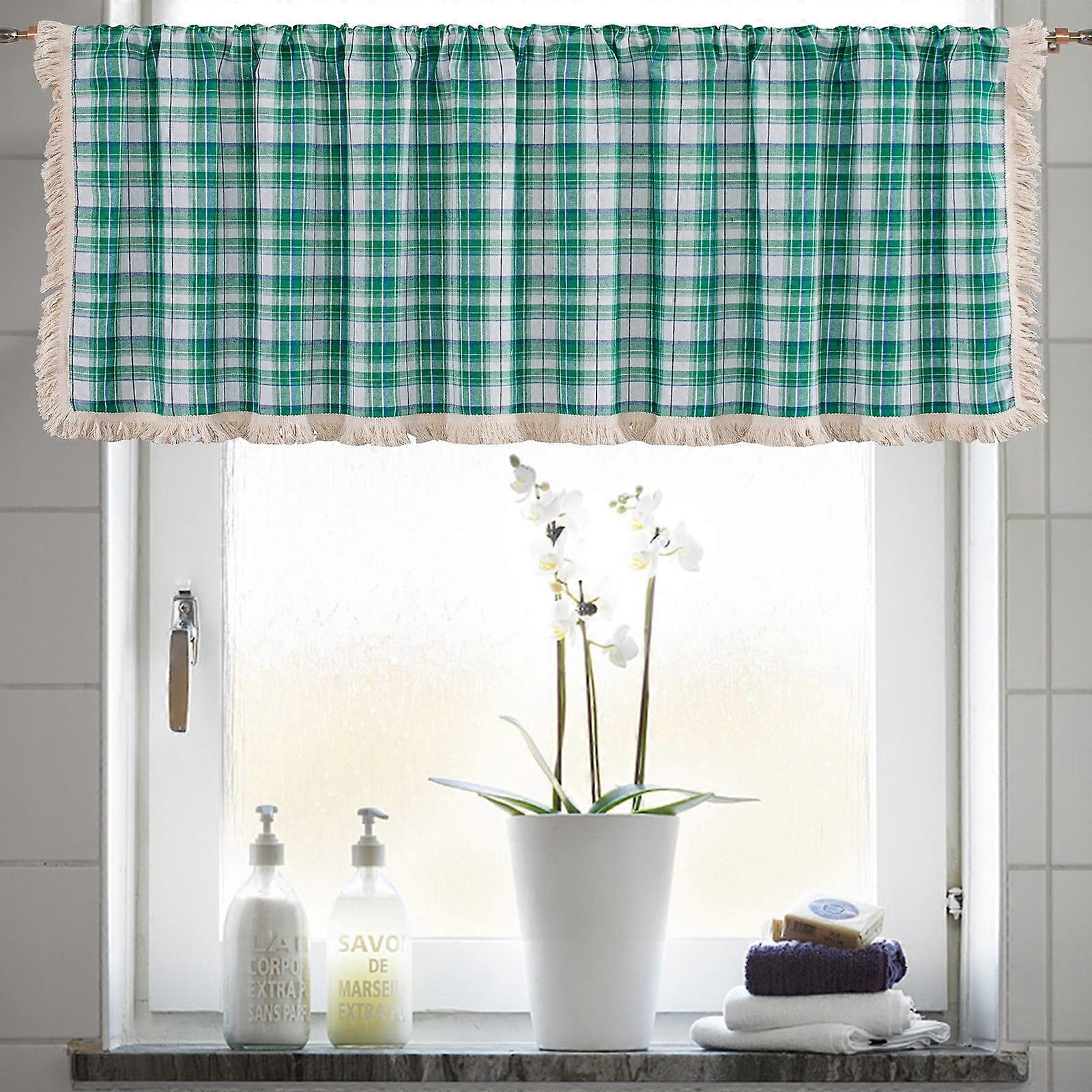 Valance Curtains for Kitchen - Light Blocking Short Panel with Rod Pocket, Compatible with Small Windows, Bathroom, Basement Decor