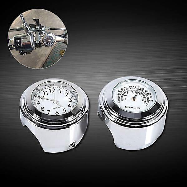 7/8\" 1\" Motorcycle Handlebar Mount Dial Clock & Thermometer Temp White??