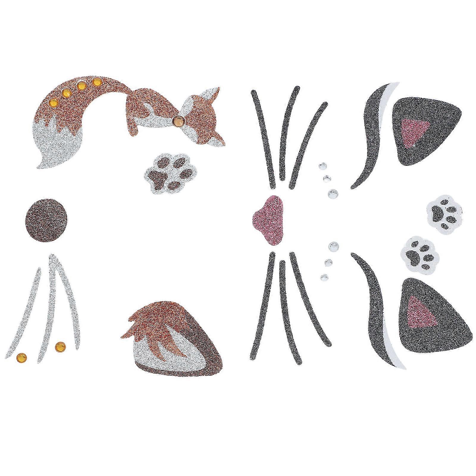 Party Theme Animal Face Stickers Fox Shape Stage Performance Glitter Paper 4Pcs