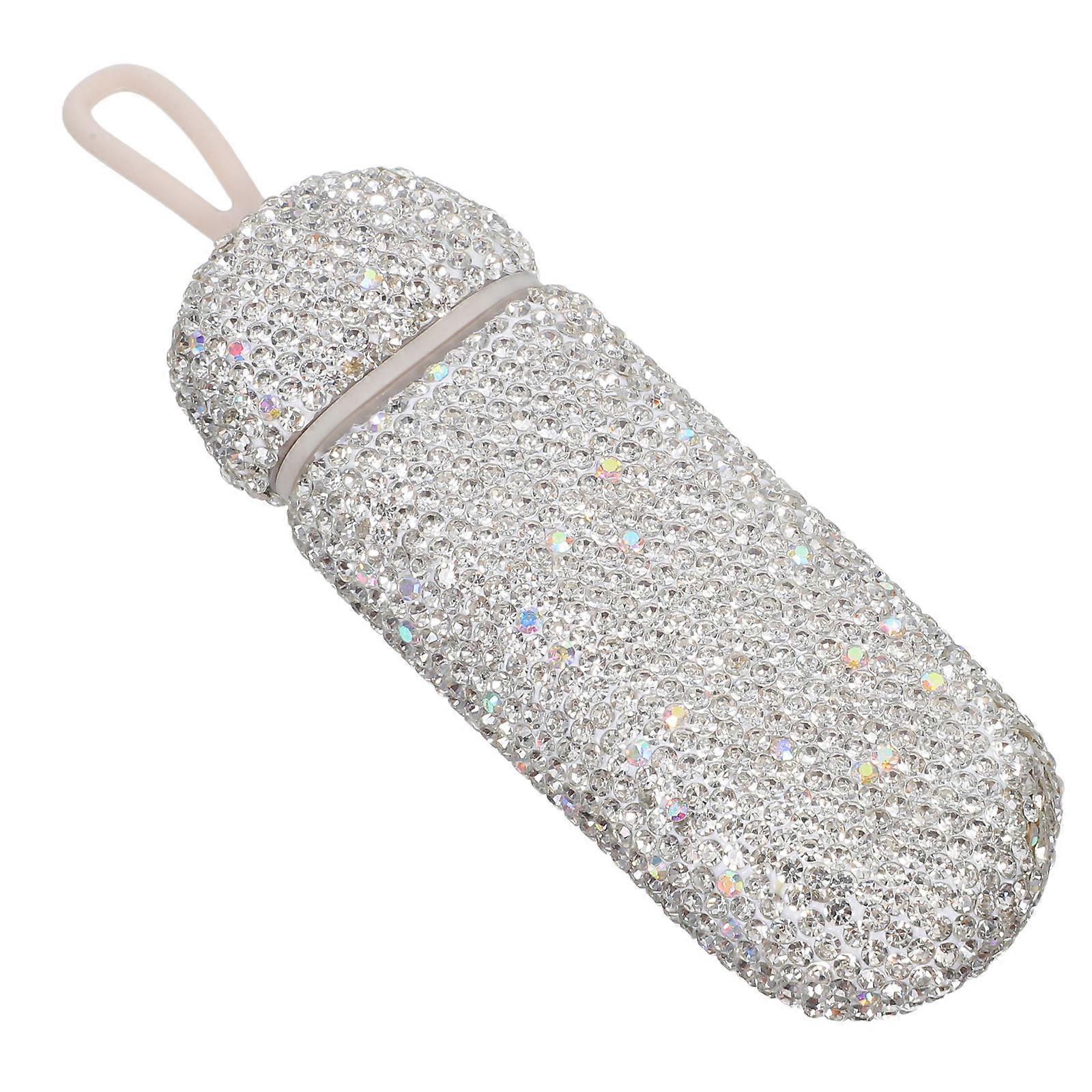 White Bling Pill Case for Daily Use with 3 Compartments Organizer