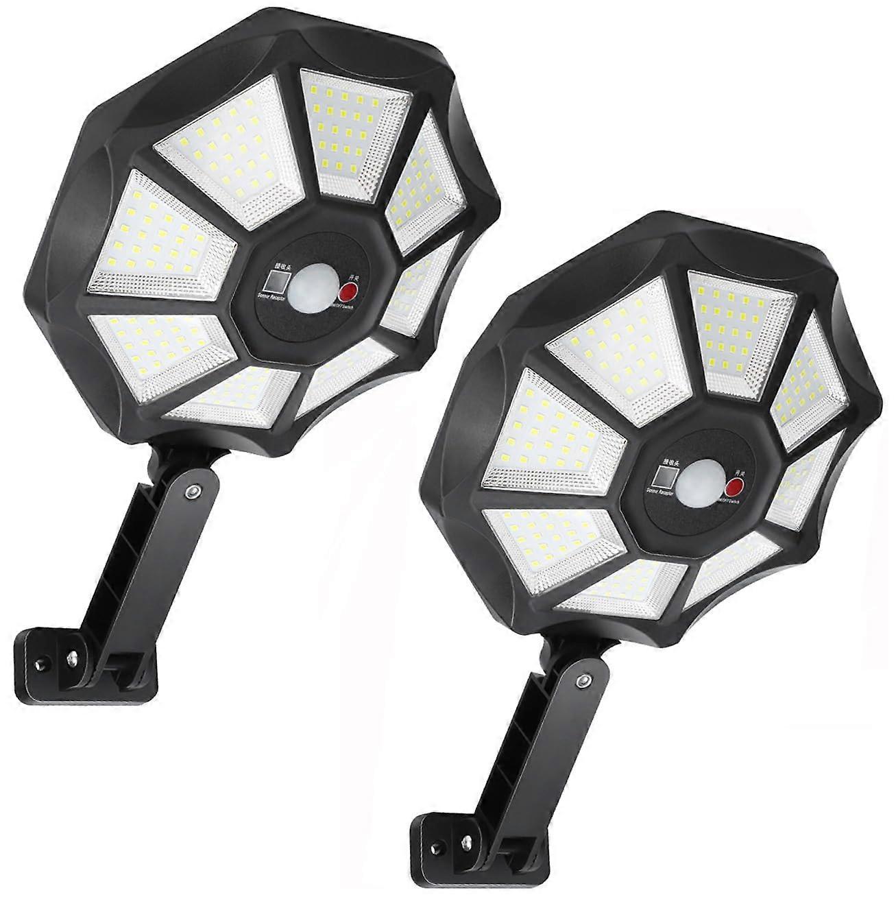 2Pack Solar Outdoor Lights with Motion Sensor, Super Bright 168 LEDs, IP66 Waterproof, Remote Control, Dusk to Dawn Flood Lights for Yard and Street