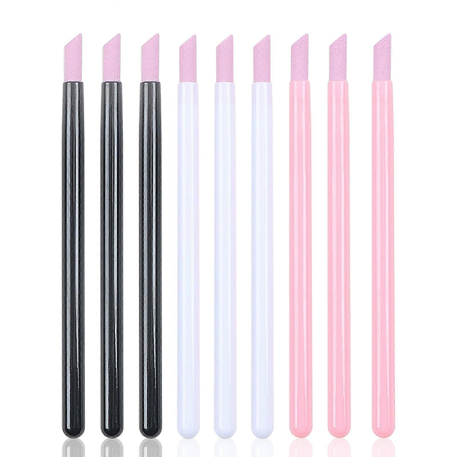 Nail File Pen Set with Durable Quartz Tip Cuticle Remover – Pink Black White, 9 Pieces