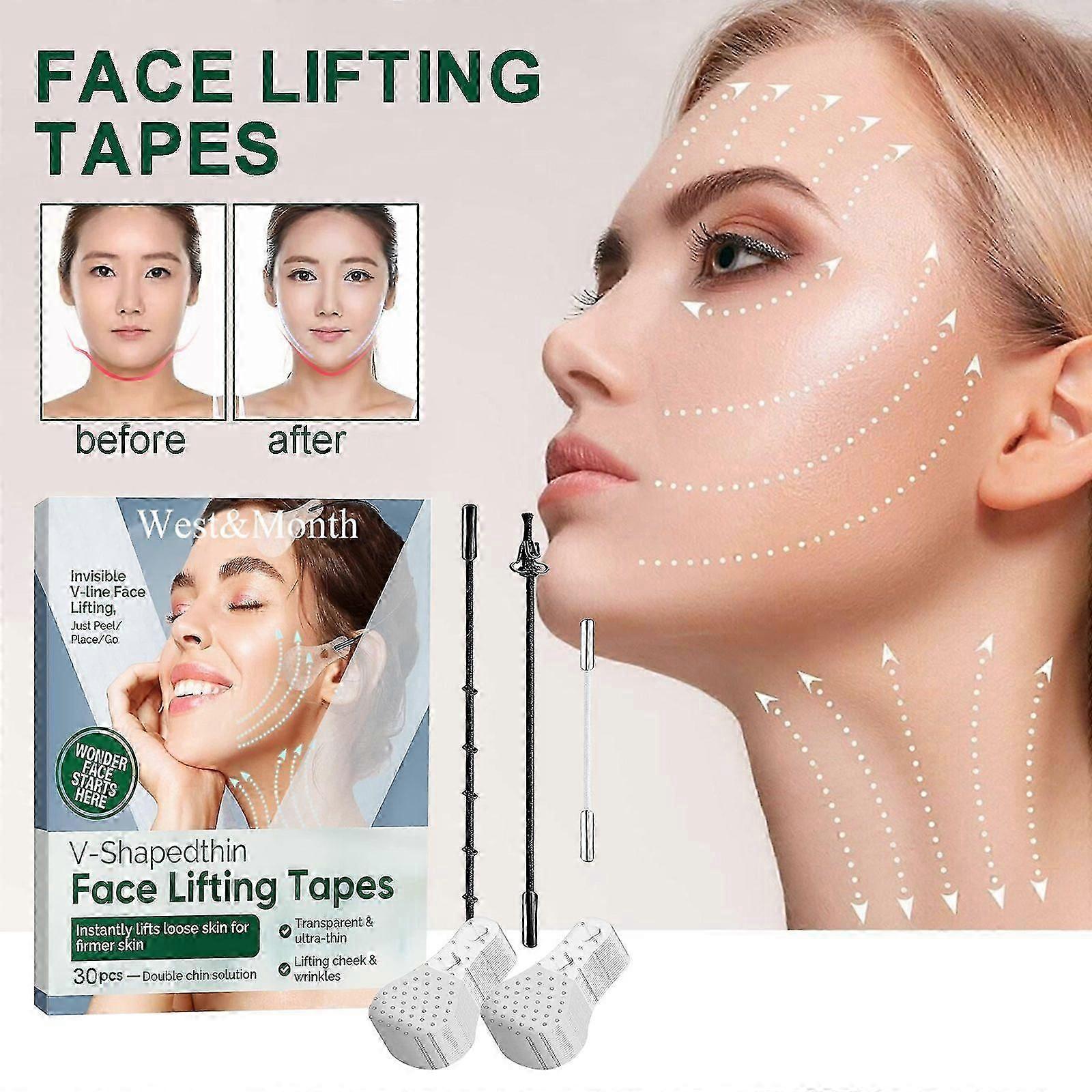 V Face Lift Tapes for Instant Firming, Wrinkle & Double Chin Reduction, 30pcs