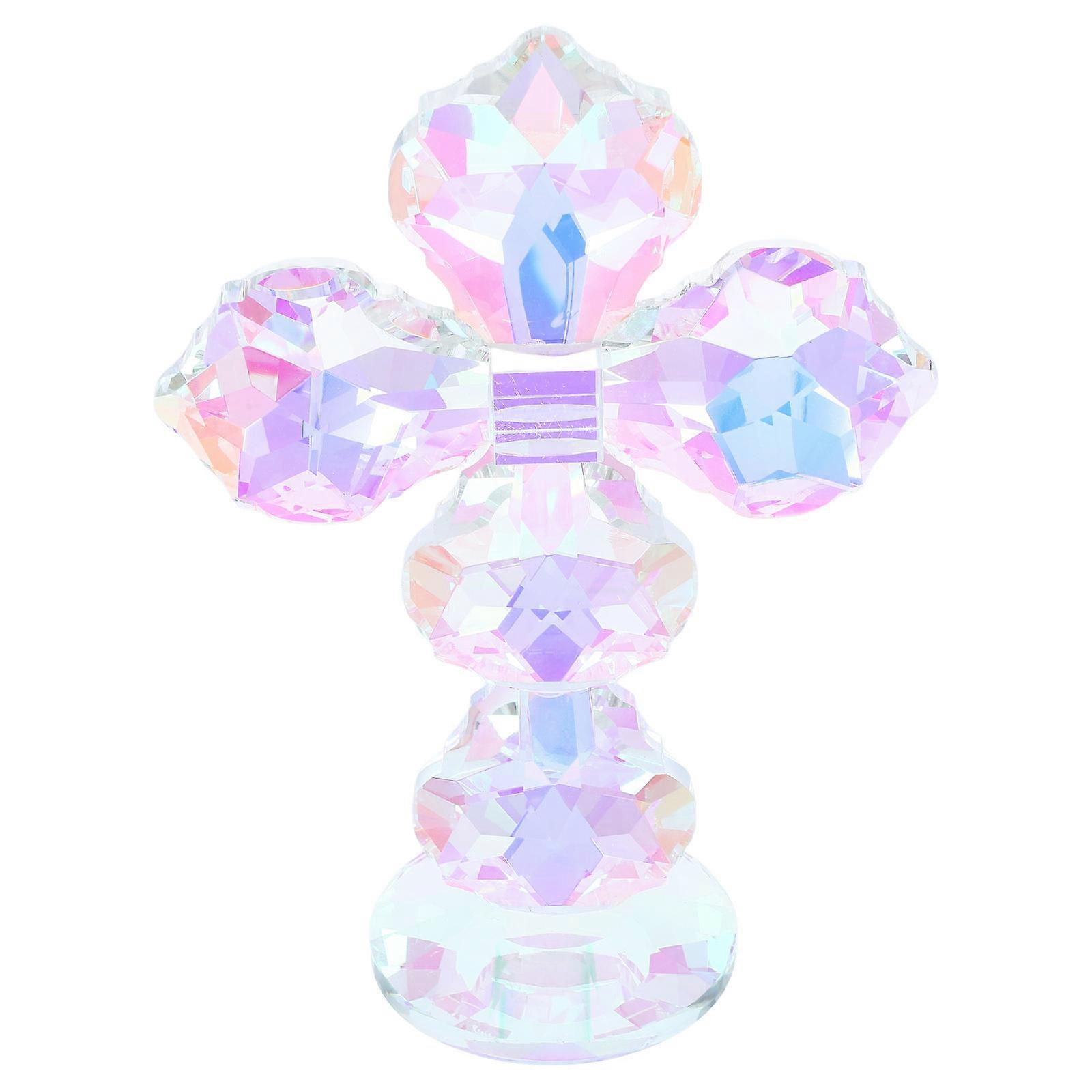 Crucifix en cristal multicolore à fabriquer pour la prière, à utiliser avec une figurine