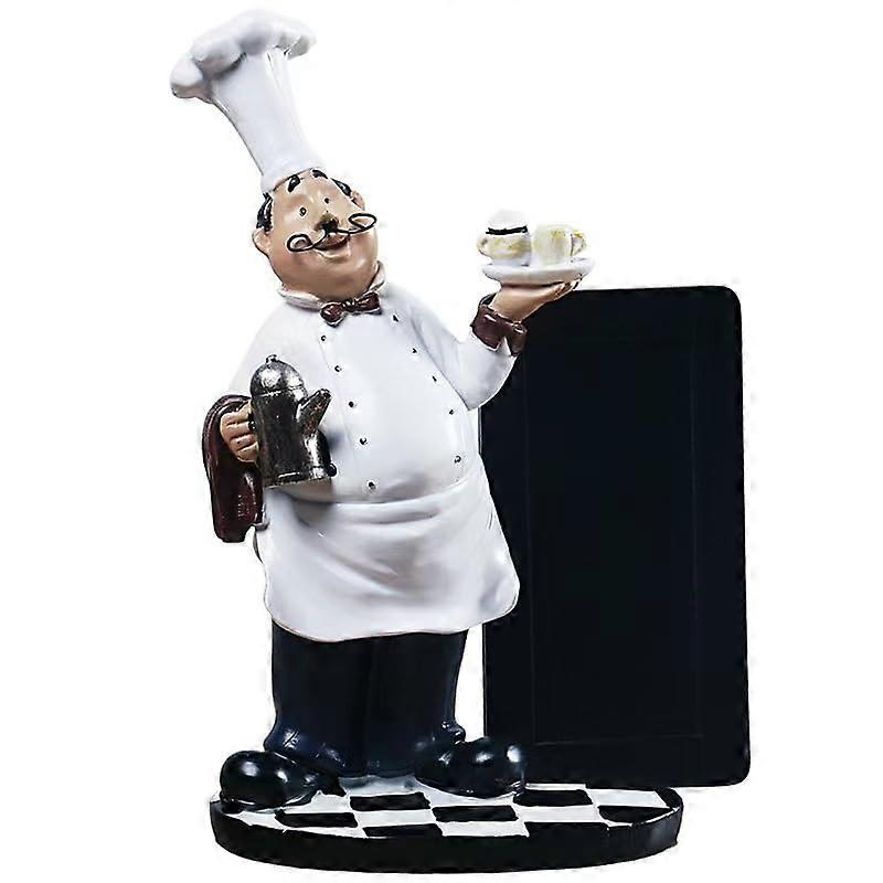Chef Chalkboard Menu Stand with Durable Resin Chef Figurine, Kitchen Restaurant Decor Countertop Display