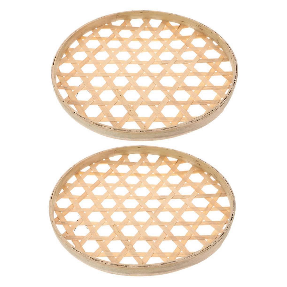 2pcs Bamboo Sieve Baskets Handmade Woven MultiPurpose Kitchen Fruit and Vegetable Storage