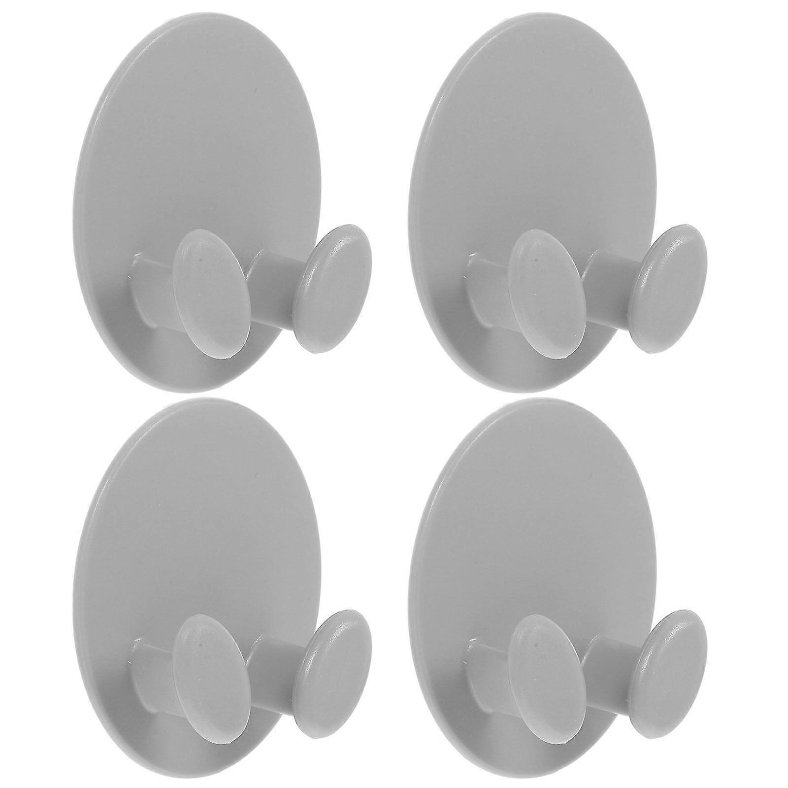 4 Pcs Adhesive Hook Oval Socket Cable Hook Multifunctional Adhesive Plug Holder Cord Organizer Storage Rack Key Hanger (Grey)