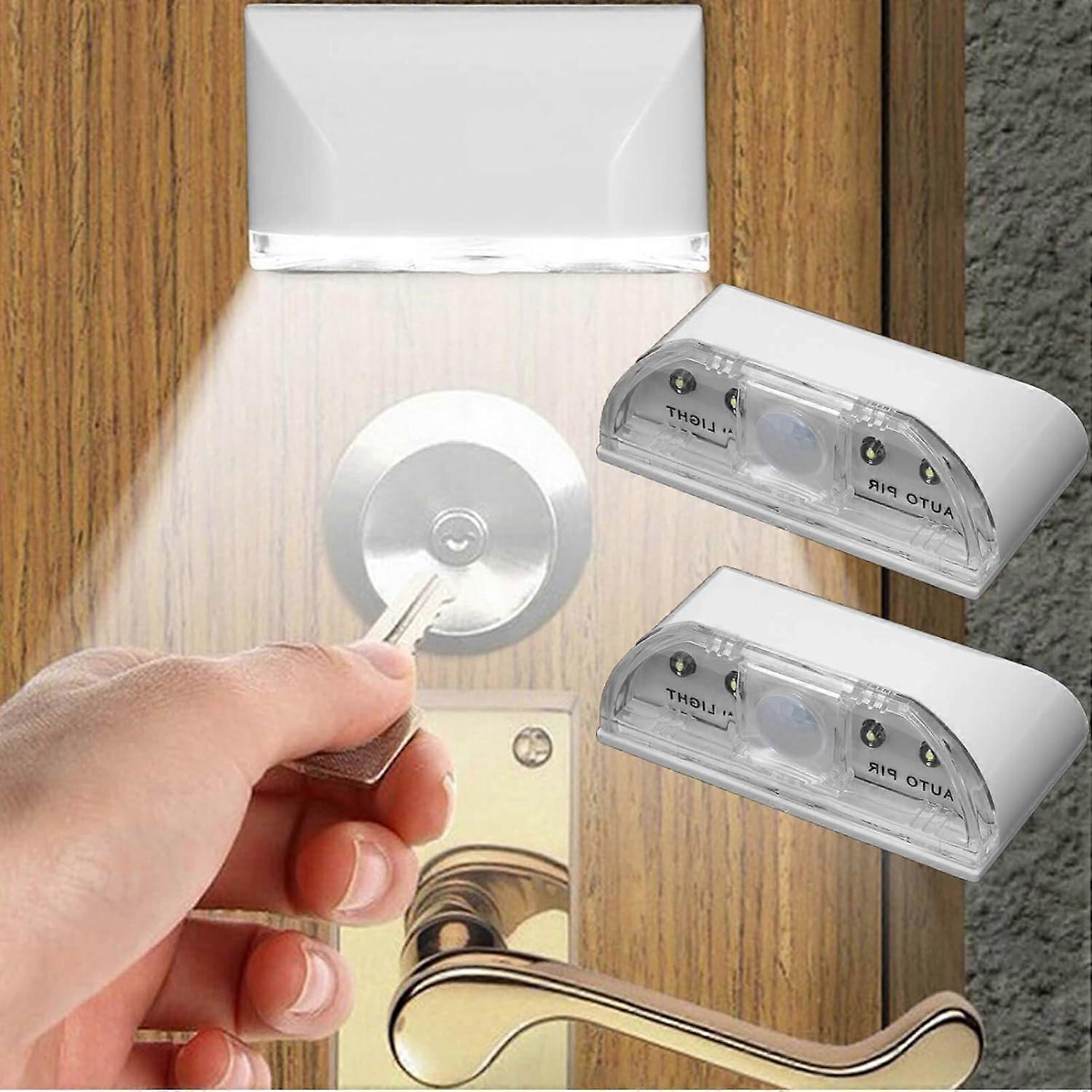 Motion Sensor LED Keyhole Light with Auto Detection, Battery Powered Door Lock Light 2 Pack White