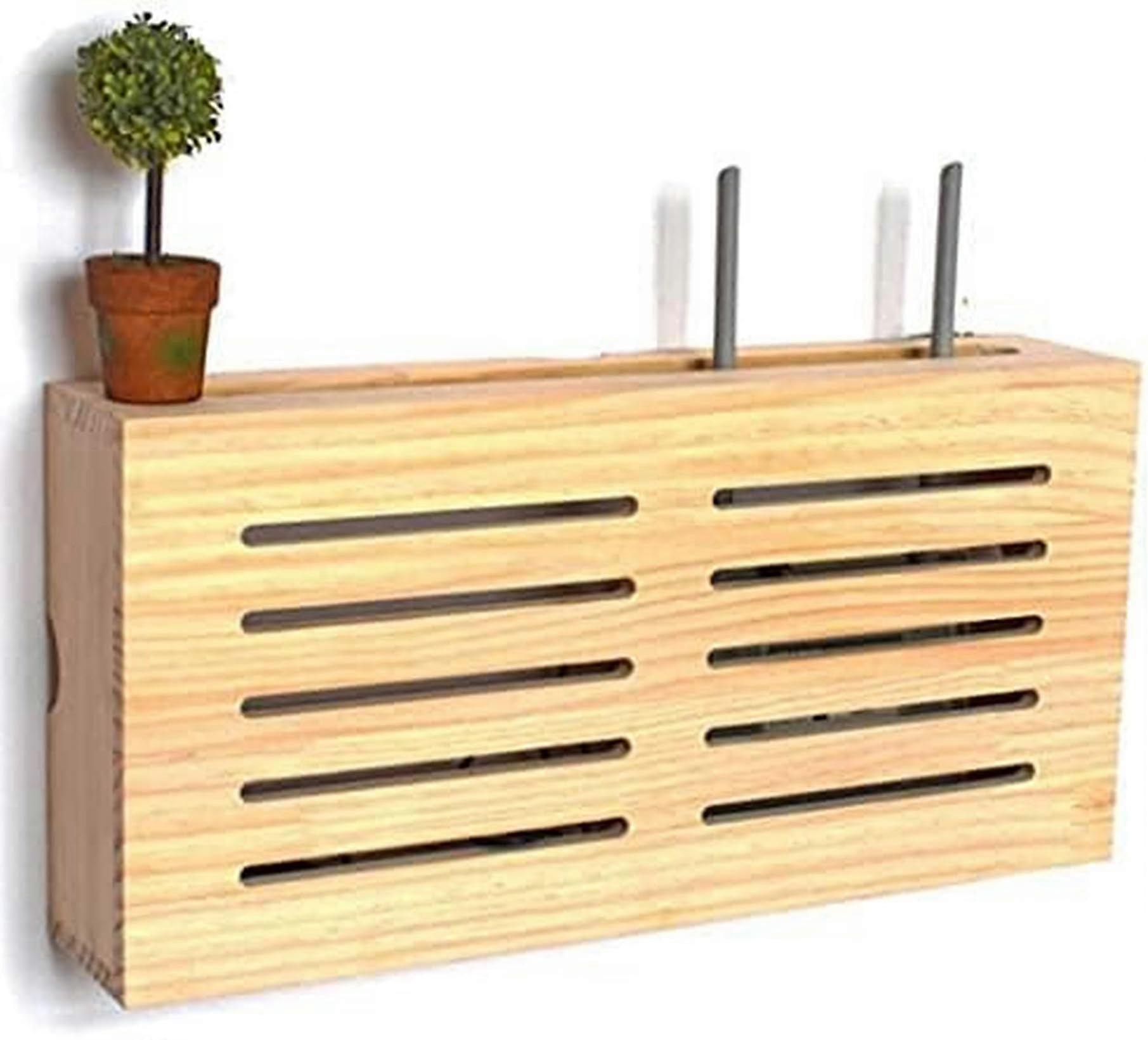 Wall Mounted Router Shelf with Ventilated Door, Floating WiFi Router Storage Box for Cable Management