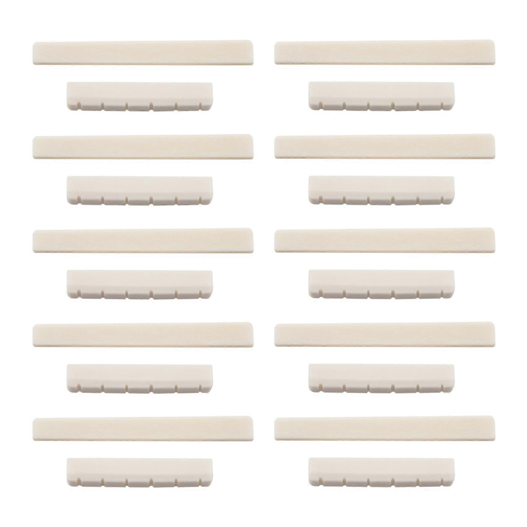 10X Classical Guitar Bone Slotted Saddle Nut Set