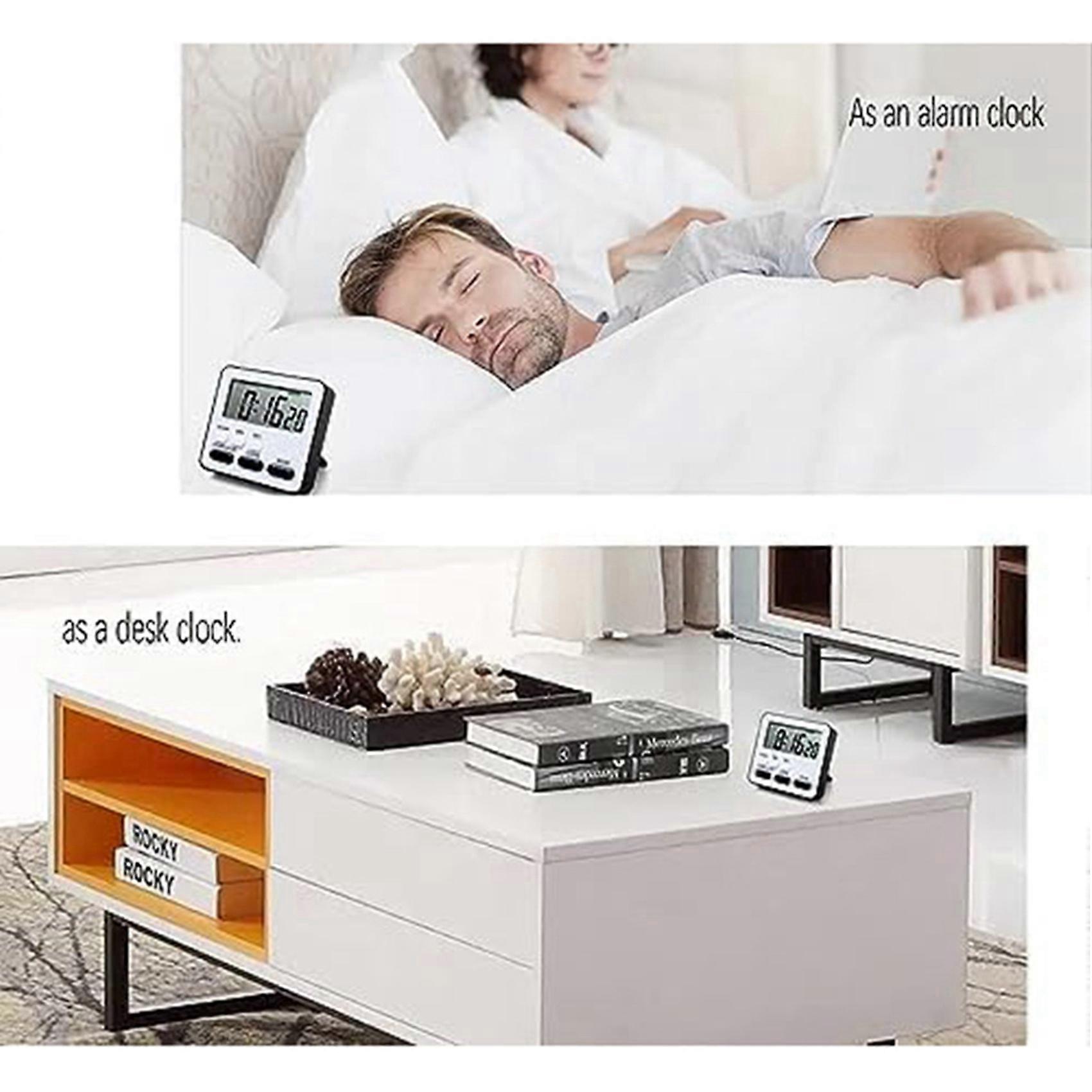 4X Kitchen Timer Count Down Count Up,Multifunctional Alarm Clock,Desk Clock,Black