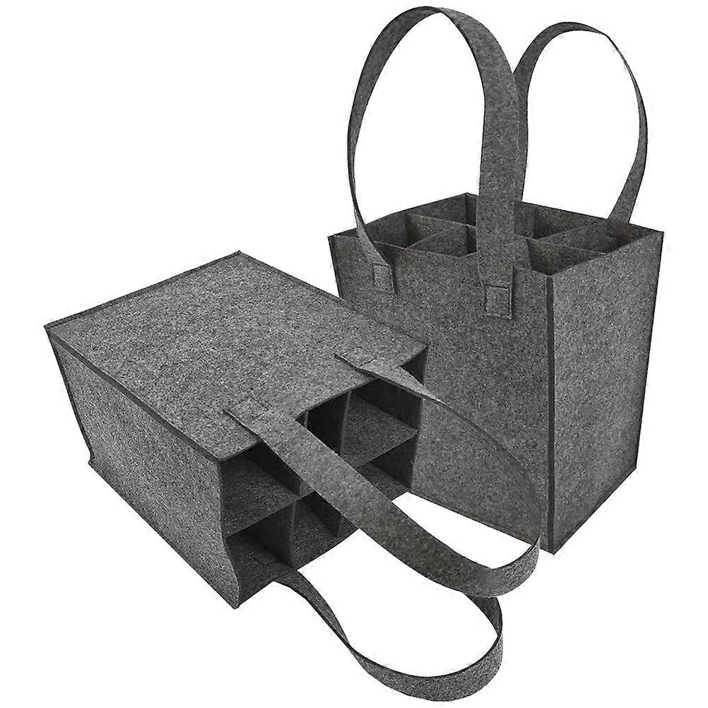 Grey Felt Divided Bag for Storage 2Pcs Party Carrying Bag