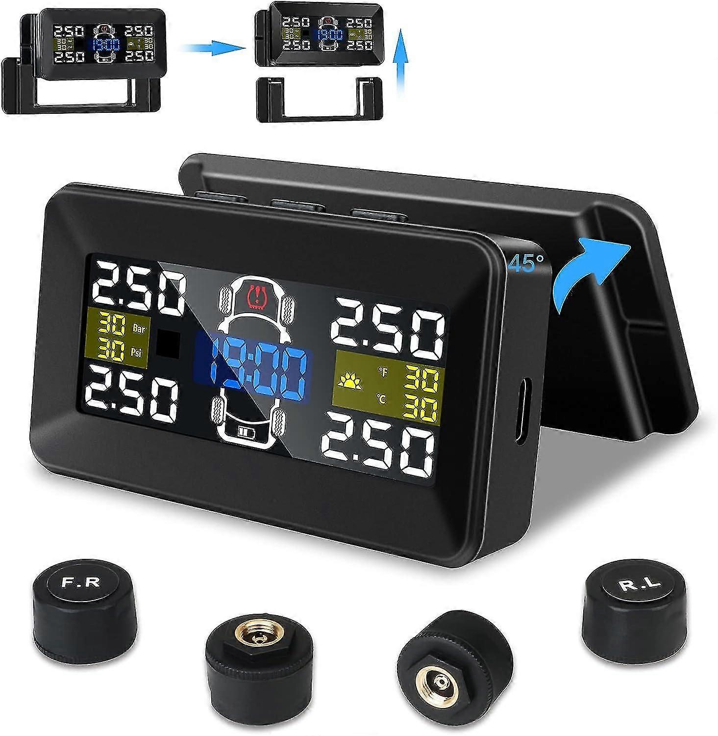 TPMS-däcktrycksövervakningssystem, avtagbart trådlöst sol-TPMS-däcktrycksövervakningssystem med hög precision