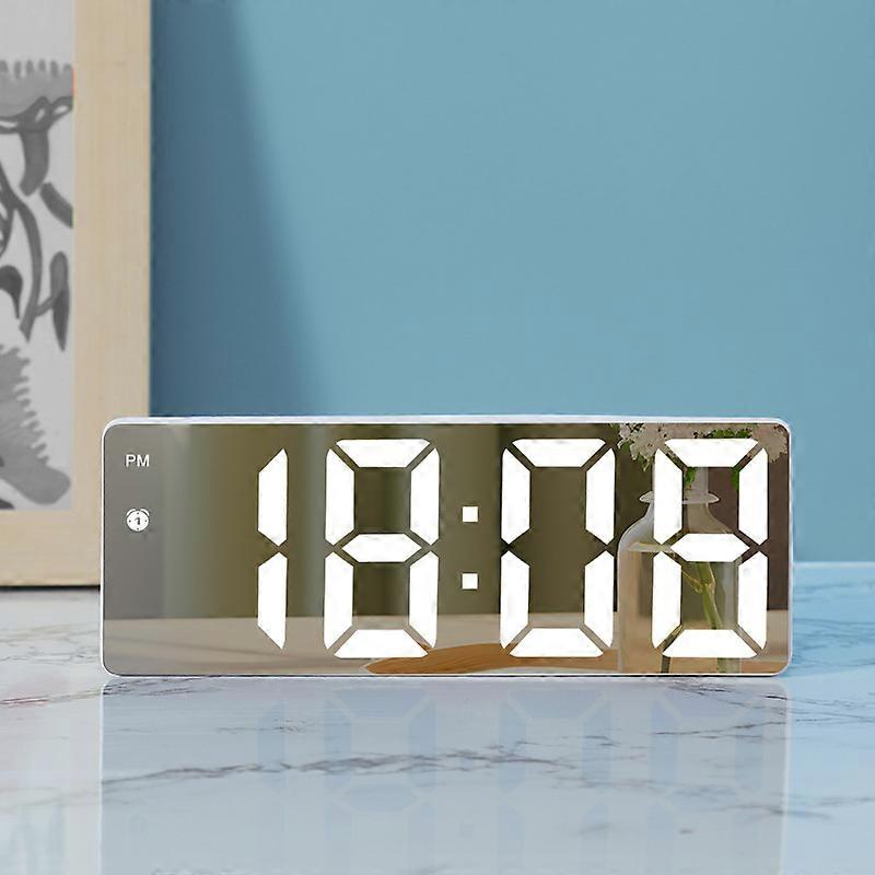 LED Electronic Mirror Alarm Clock Digital Clock Sound Control Temperature Clock Desktop Decoration