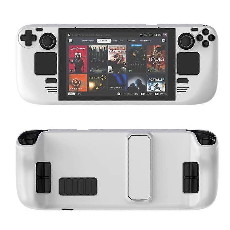 Protective Case with Stand and Drop Protection Grip, White Hard Shell Cover for Steam Deck