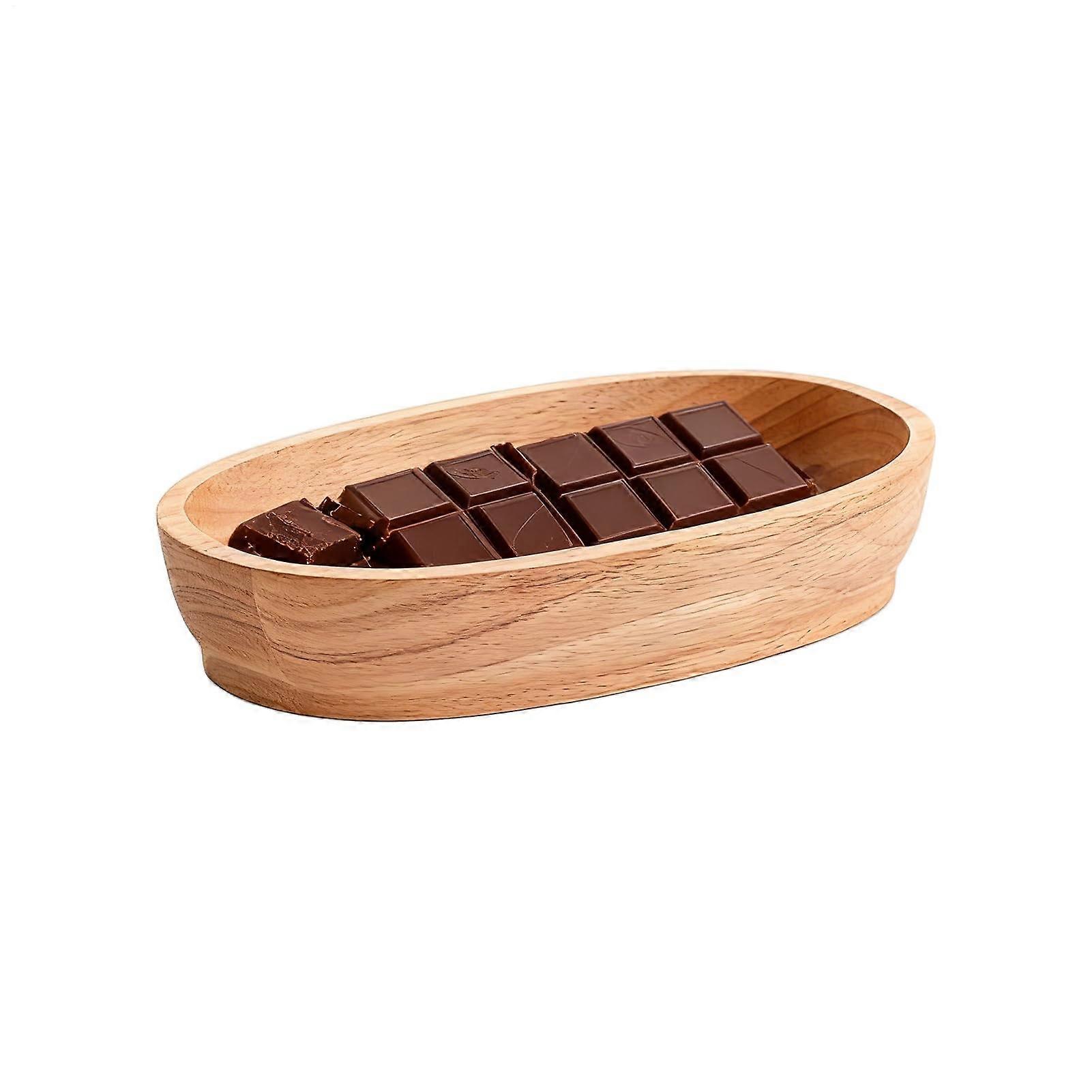 Wood Serving Tray Rustic Vintage Boat Shape Solid Wood Platter for Snacks Candy Fruit Meals