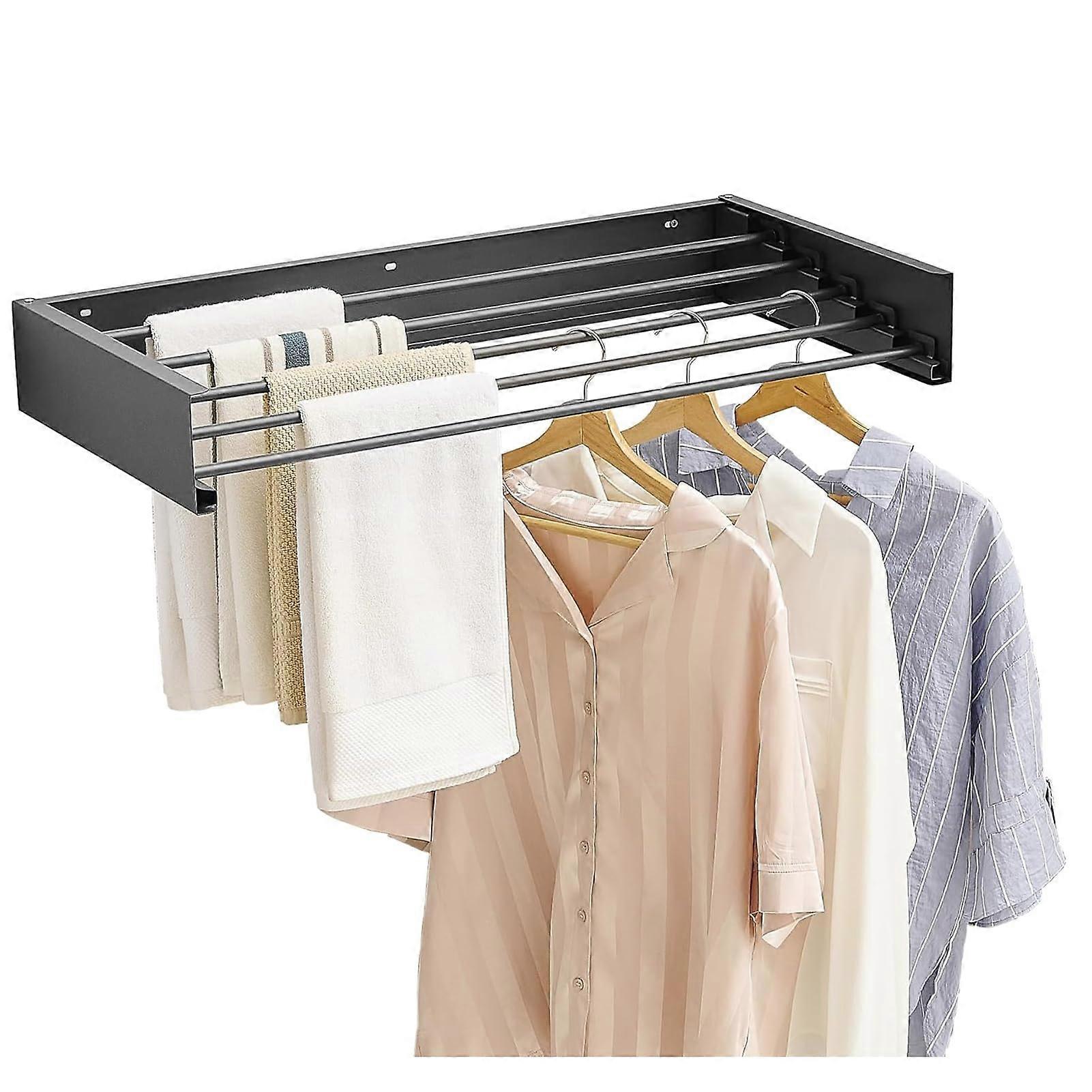 Wall Mounted Foldable Clothes Drying Rack 45 lbs Capacity Space Saving for Indoor Outdoor Laundry