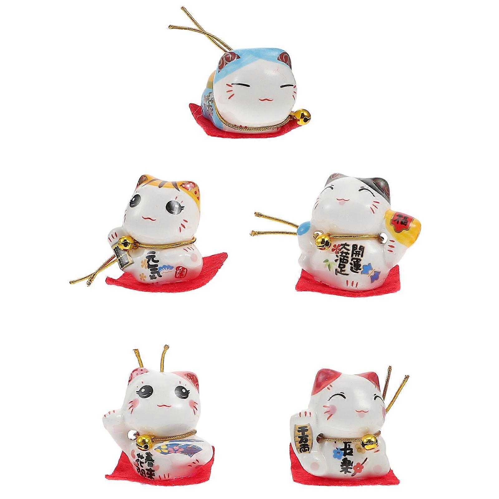 Assorted Color Waving Arm Cat Statue Figurine for Home Use 1Pcs Ceramic