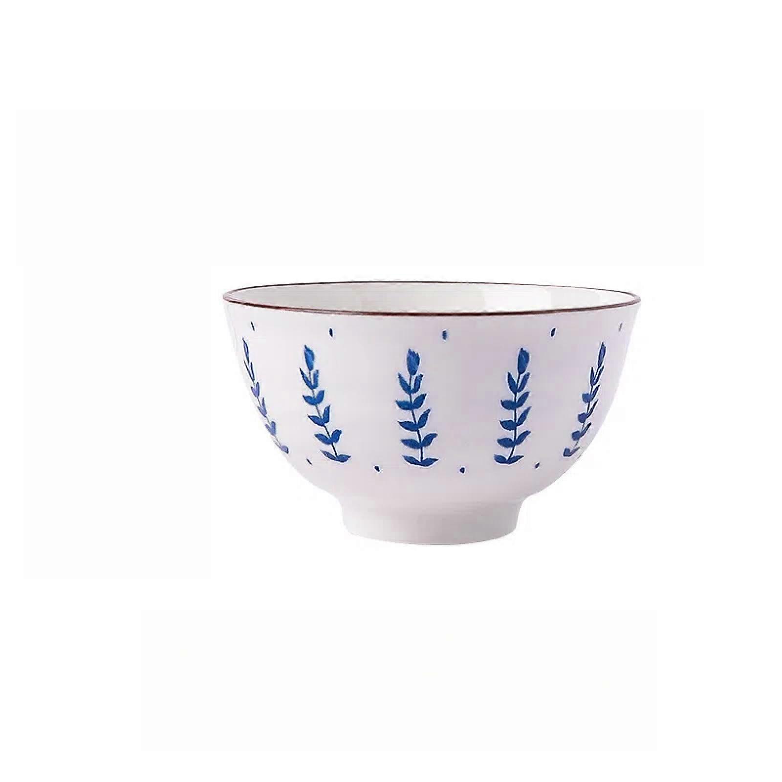 Ceramic Dinner Bowl Microwave Safe HandPainted Underglaze Leaf Design Scratch Resistant Easy Clean