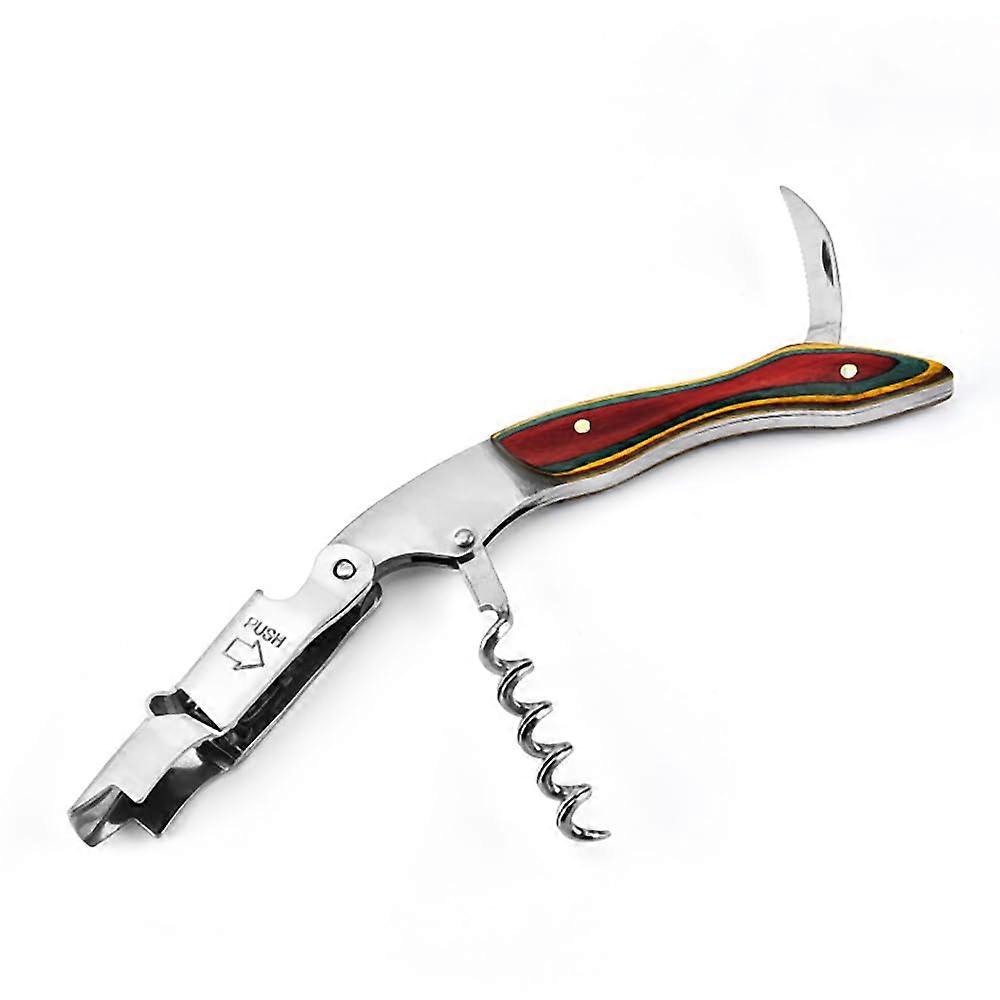 Waiters Corkscrew Wine Bottle Opener with Double Hinged Lever, Wood Handle, Leather Case