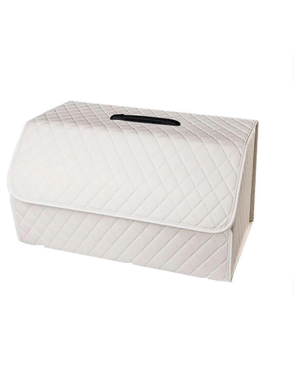 Car Trunk Organizer Large Capacity Foldable Leather SUV Cargo Storage Box with Lid and Compartments