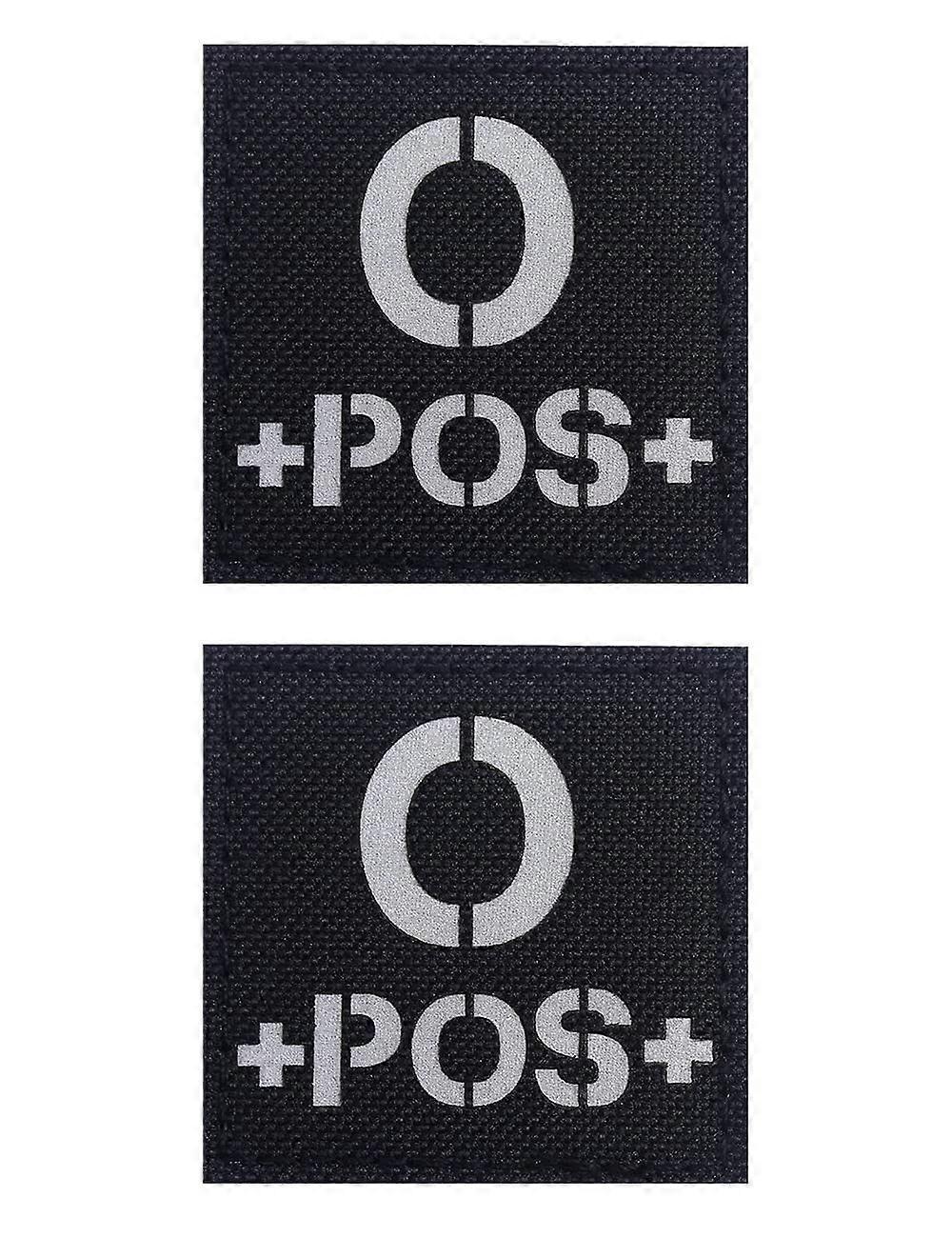 O+ POS Tactical Blood Type Patch IR Reflective 2x2 Inch Hook and Loop for Military Gear