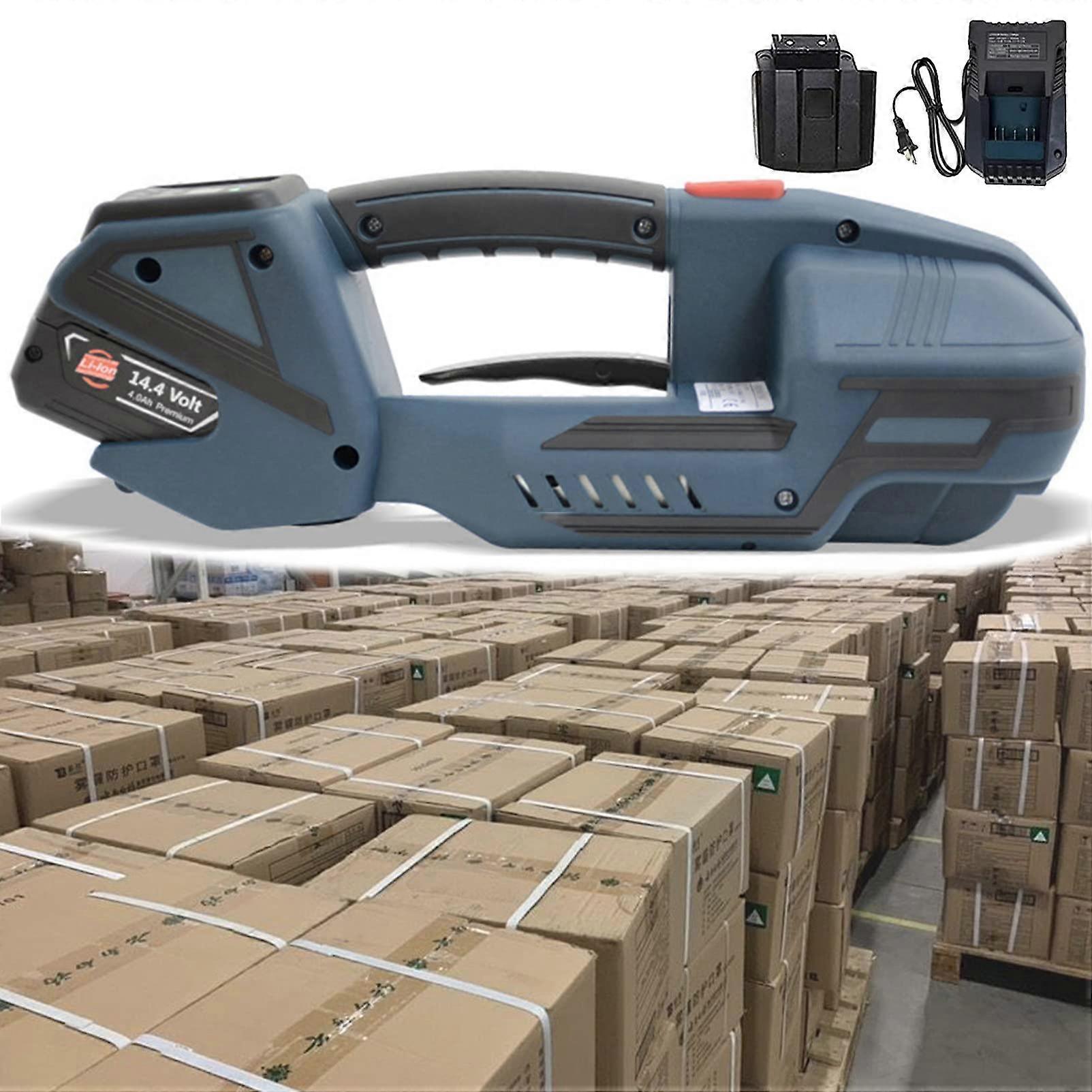 Electric Strapping Tool with 4000mAh Battery, Automatic Tensioning, Handheld for Plastic Packaging