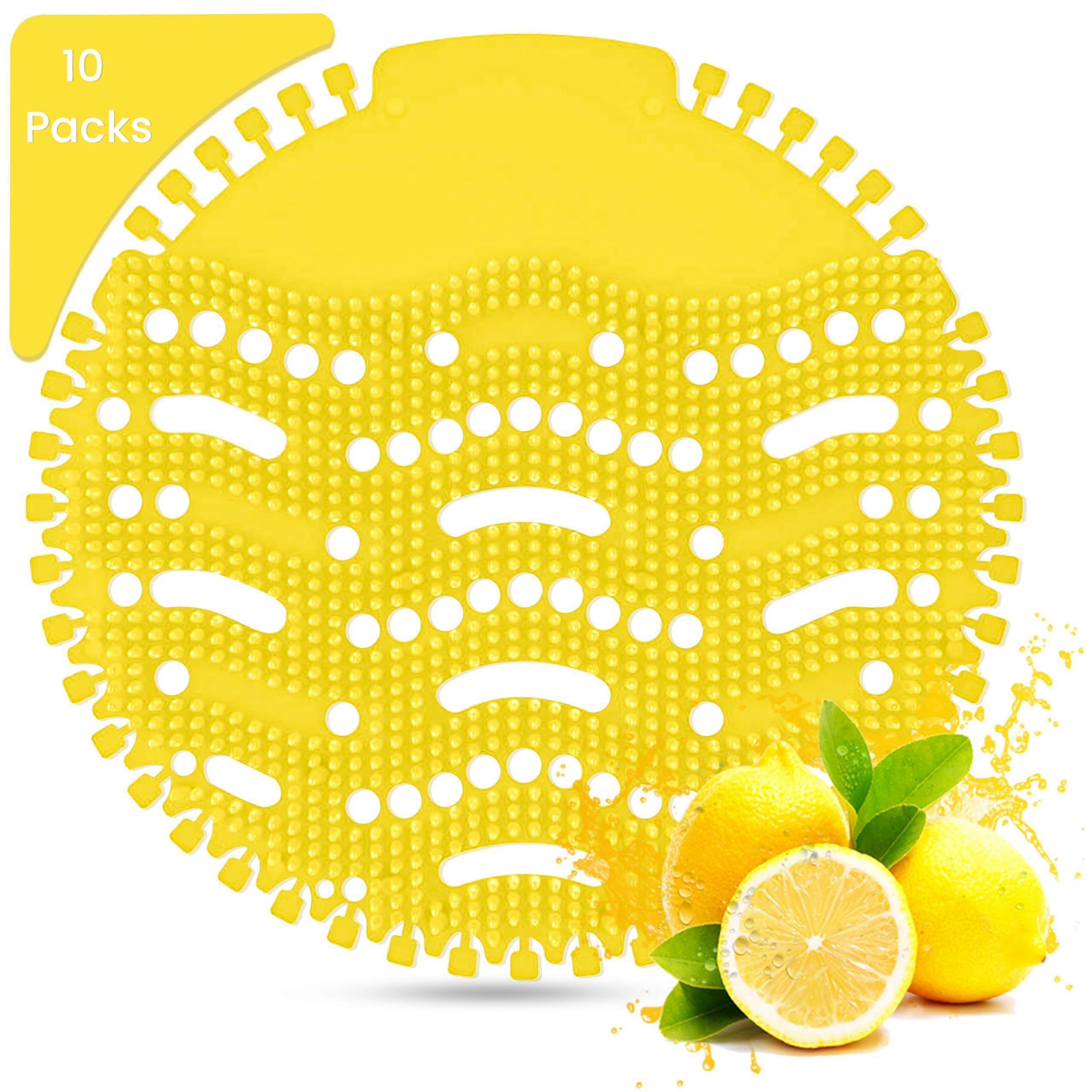 10 Pack Lemon Scented Urinal Screen Deodorizer Mats for Commercial Restroom Odor Control