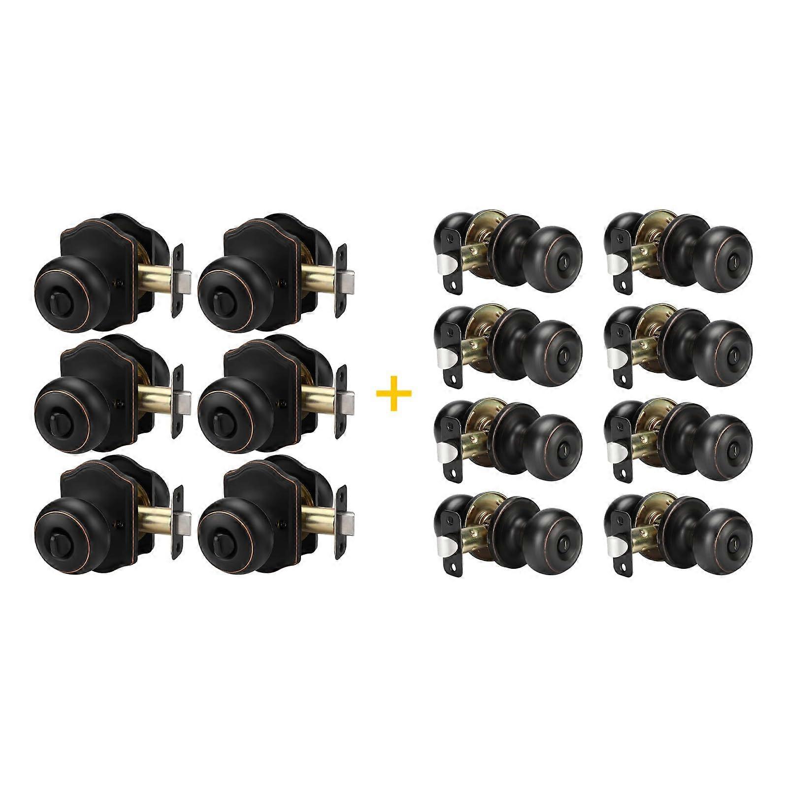 Oil Rubbed Bronze Privacy Door Knobs 14 Pack for Bedroom and Bathroom with Quick Lock