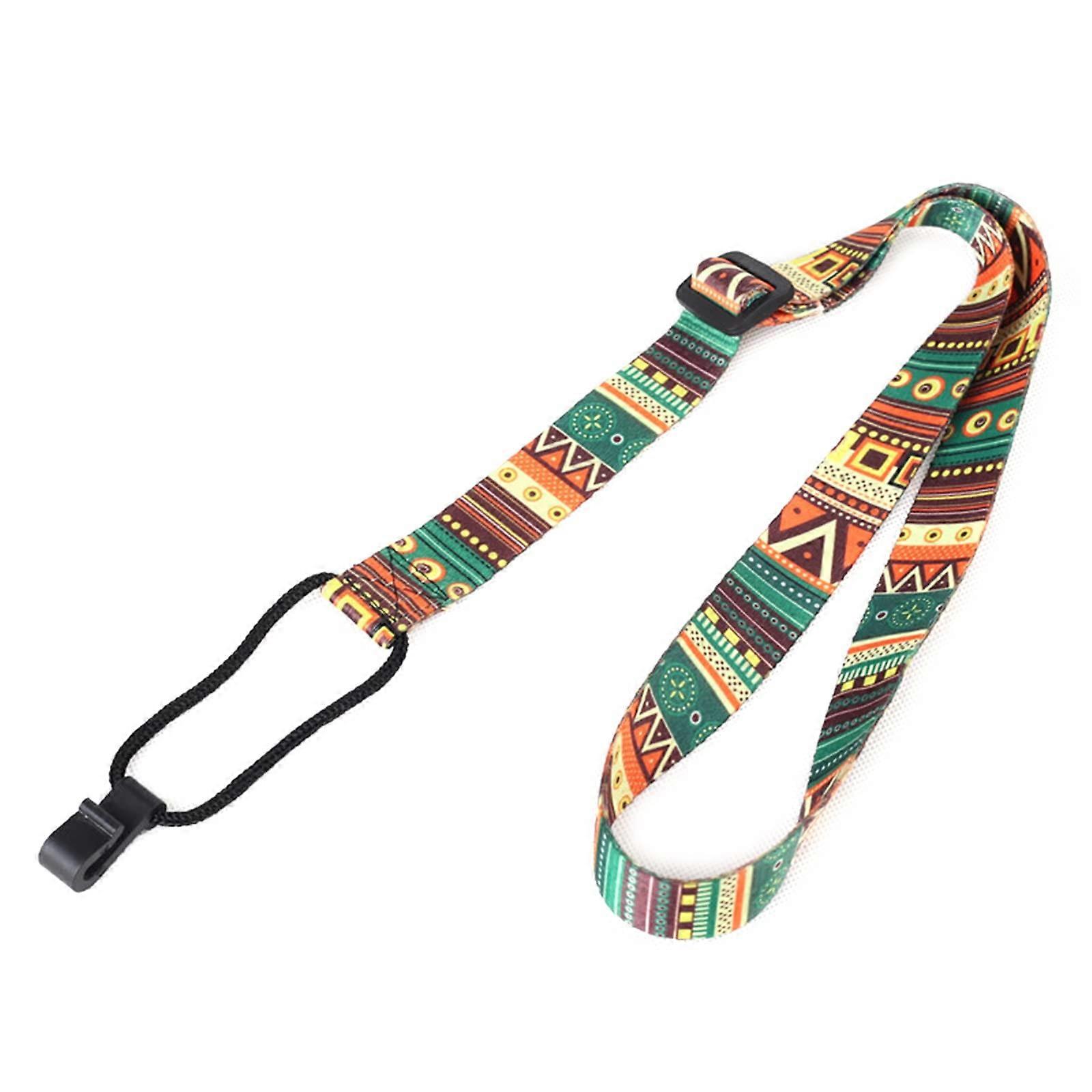 Ukulele Strap with Secure ClipOn Attachment, Adjustable Length, Comfortable Ethnic Print Design