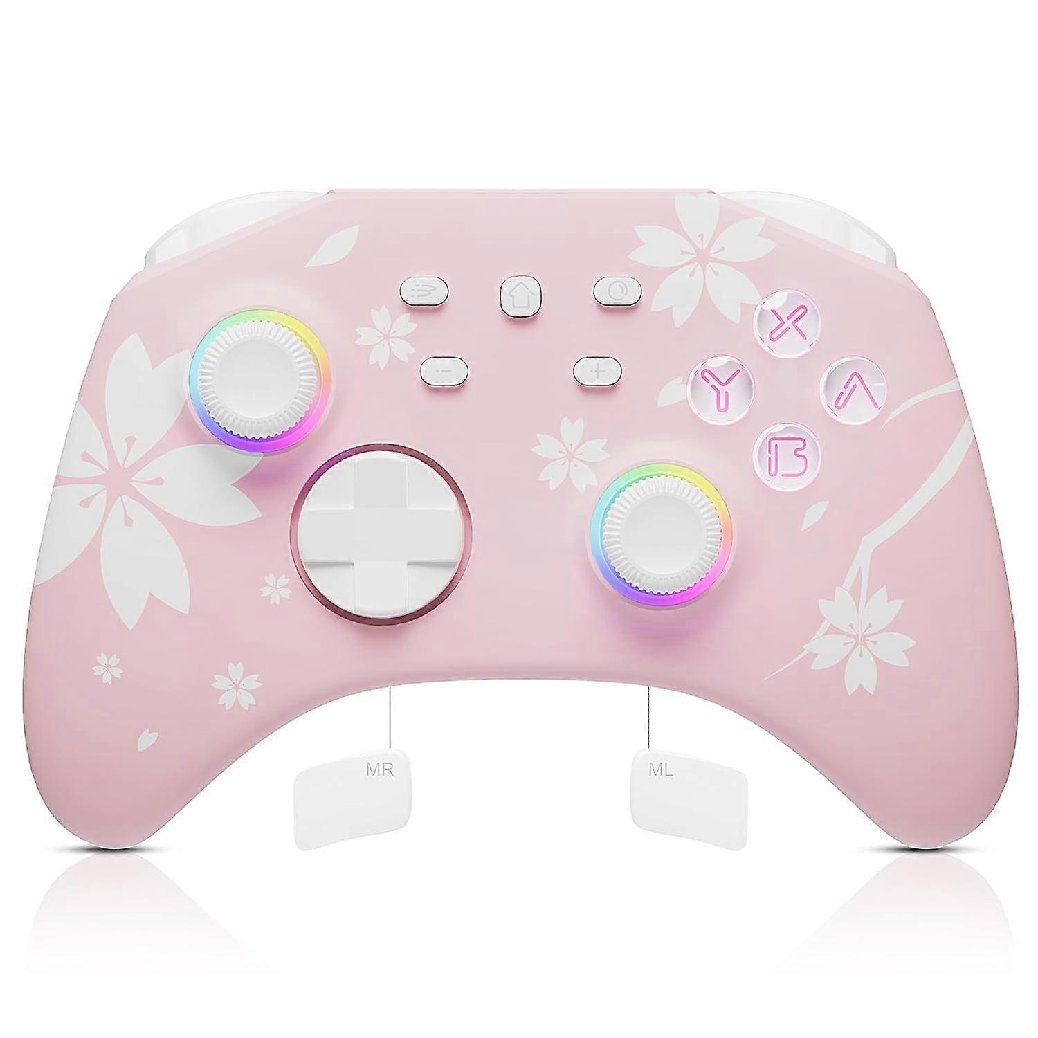 Sakura Pink Wireless Controller for Switch/Switch 2, Windows, iOS, Android, Steam/Steam Deck – Compatible with Hall Effect Joysticks, Programmable,