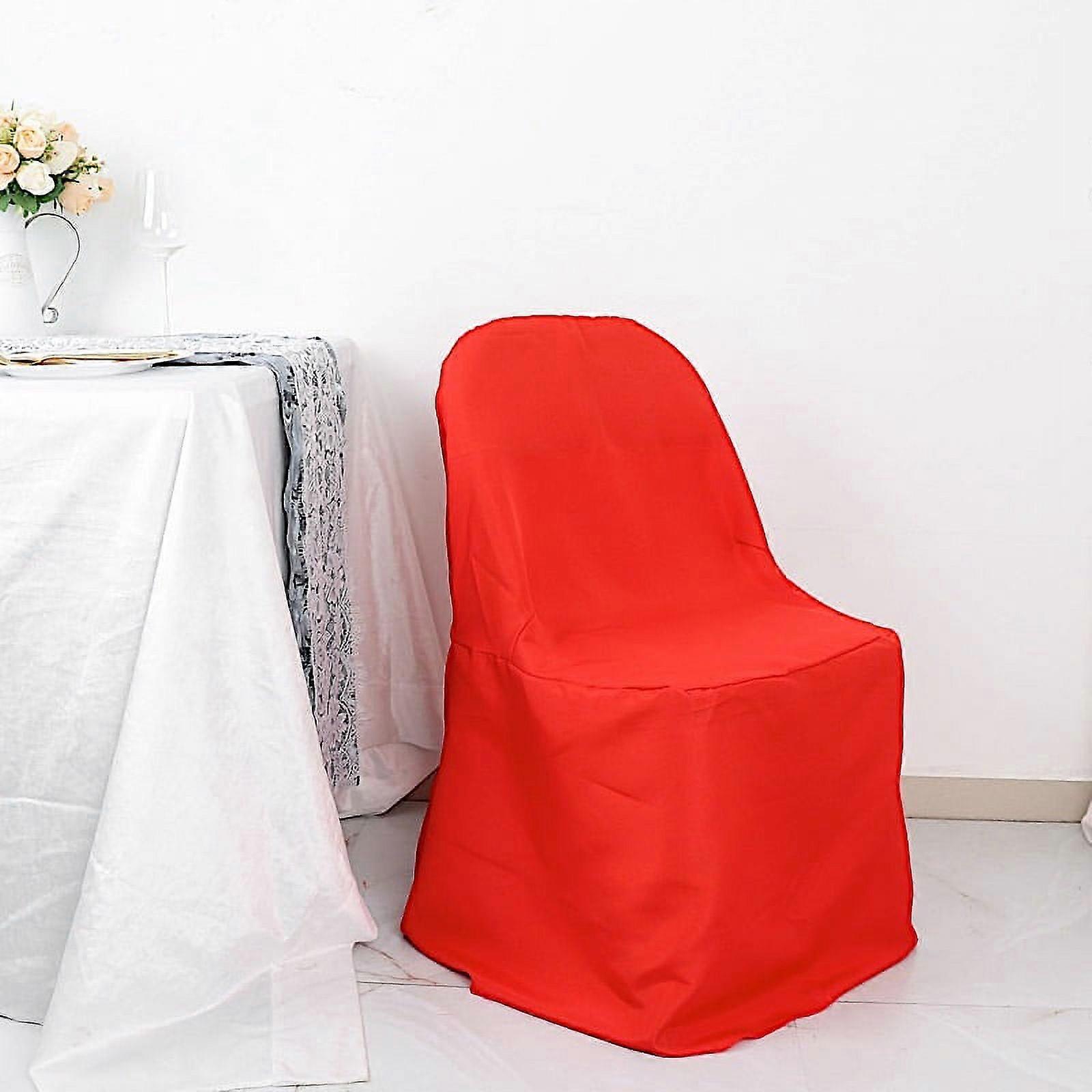 BalsaCircle 6 Red Solid Polyester Folding Chair Covers Slipcovers Linens