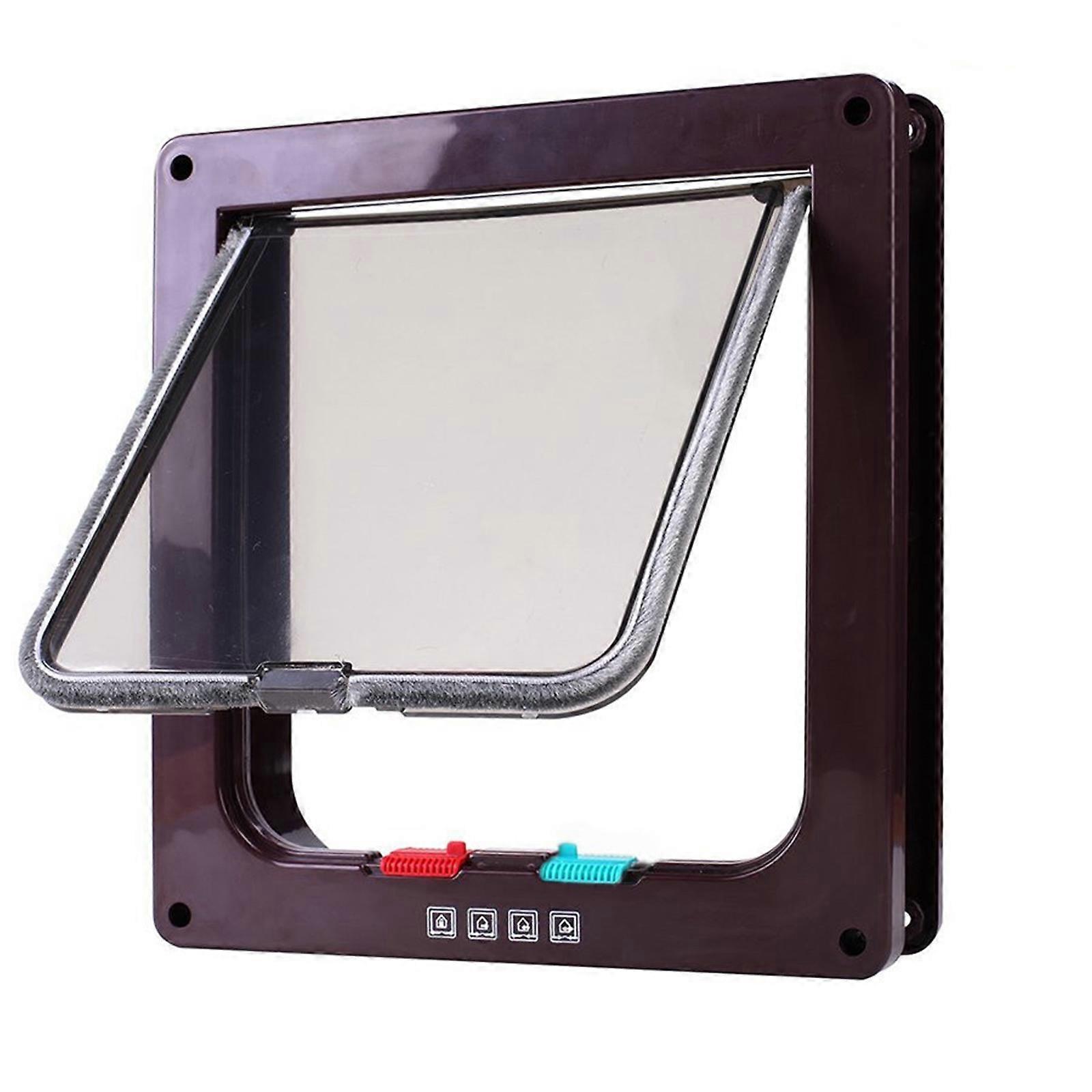 Porte pour chat magnétique avec rabat magnétique pour une utilisation intérieure et extérieure, contrôle bidirectionnel, marron, taille S