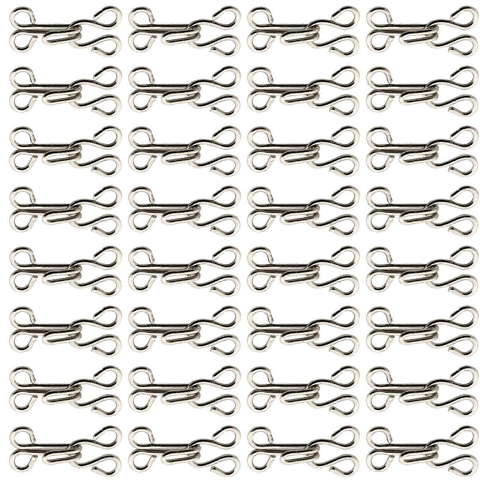 Hook Button Closure Buckle Metal for Clothes 100Pcs Silver Sewing Tools