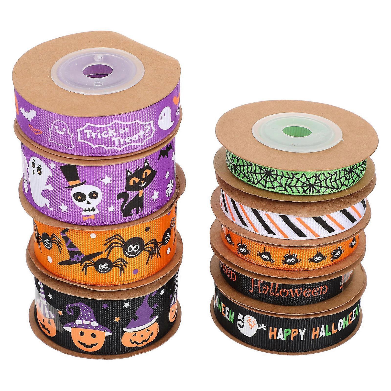 Halloween Style Package Ribbon Multi-Function Decorative Wrapping Ribbon 9 Rolls