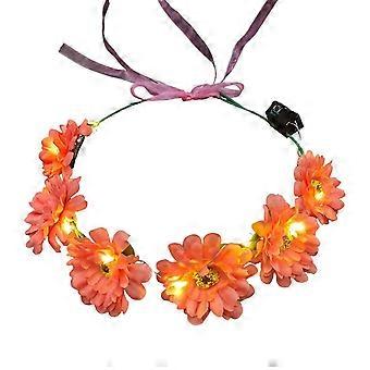 Fairy LED Flower Headwear Summer Headband Night Stall Party Costume Wreath Party Glowing Hair Hoop for Girls  F