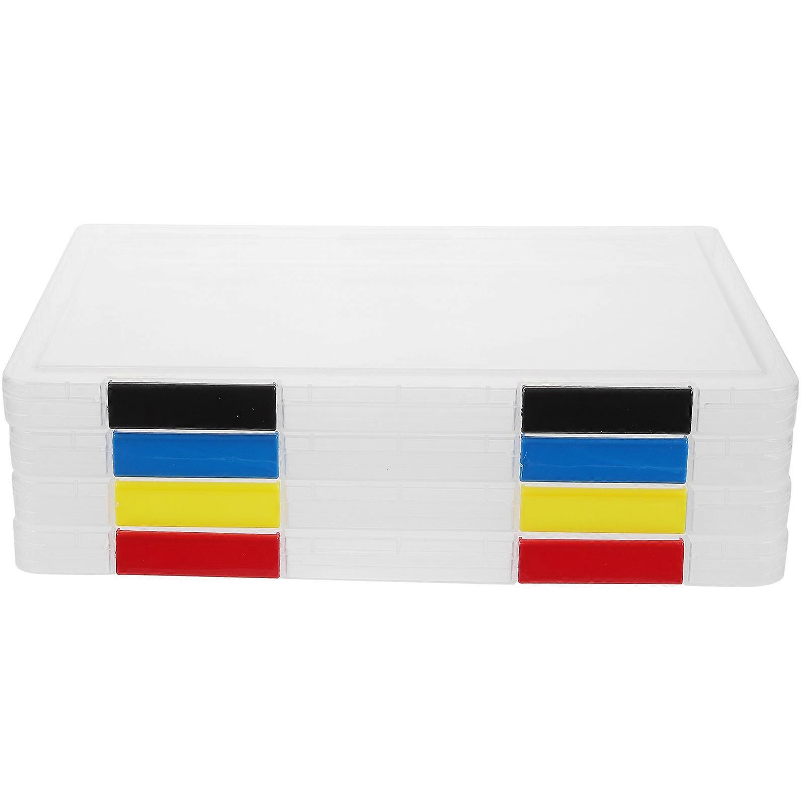 Portable File Storage Box Document Organization Office Use Transparent Plastic 4Pcs