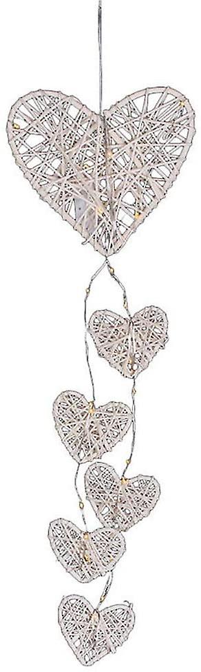 Wall Hanging Wicker Hearts Led String Lights Battery Operated Rattan Decal.