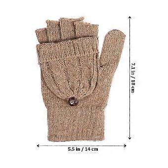 Womens Mittens Wool Gloves for Keeping Hands Warm 1Pair Brown