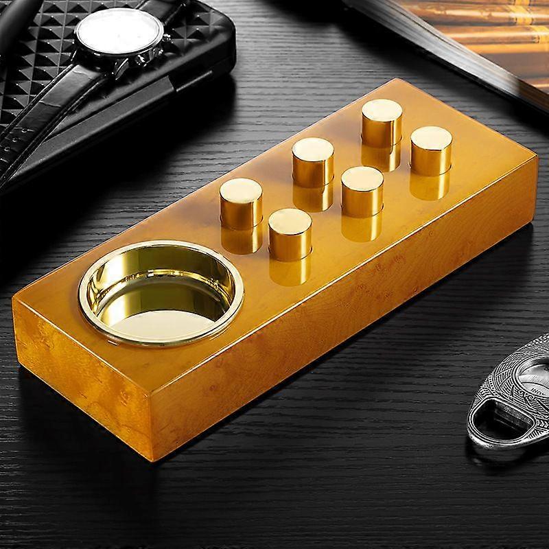 Cigar Ashtray Piano Paint Solid Wood Base Copper Embryo Electroplating Ashtray