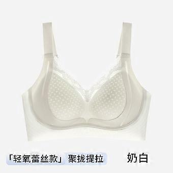Light Blue Breathable Lace Bra with Wide Straps and Honeycomb Mesh Cups