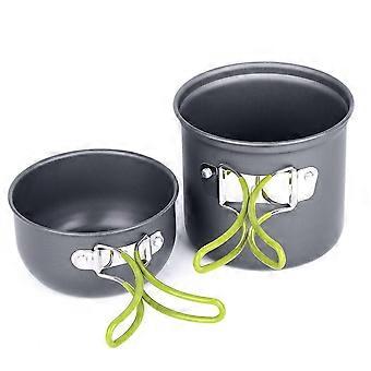 2pcs Camping Cookware Set with Heat‑Protective Handle Lightweight Outdoor Hiking Pots