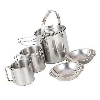 Camping Kettle Set Stainless Steel Cookware with Foldable HeatResistant Handle for Hiking and Outdoor