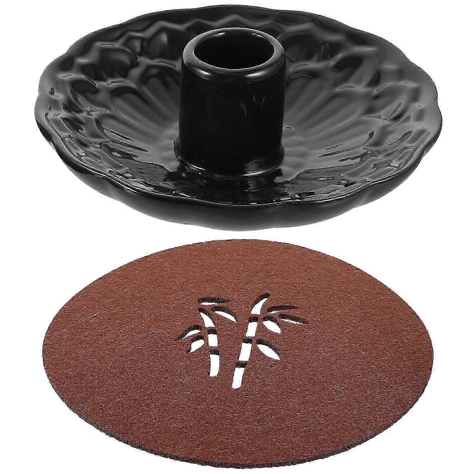 Ceramic Purifying Incense Tray Holder in Black with 1Set Function