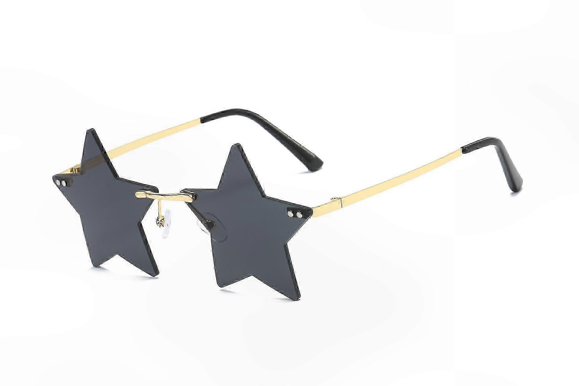 Black Rimless Star-Shaped Sunglasses