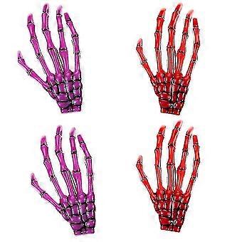 Halloween Haarclip mit Skelett Handklaue, Weibliches Haarstyling Zubehör (4pcs, rot, lila)
