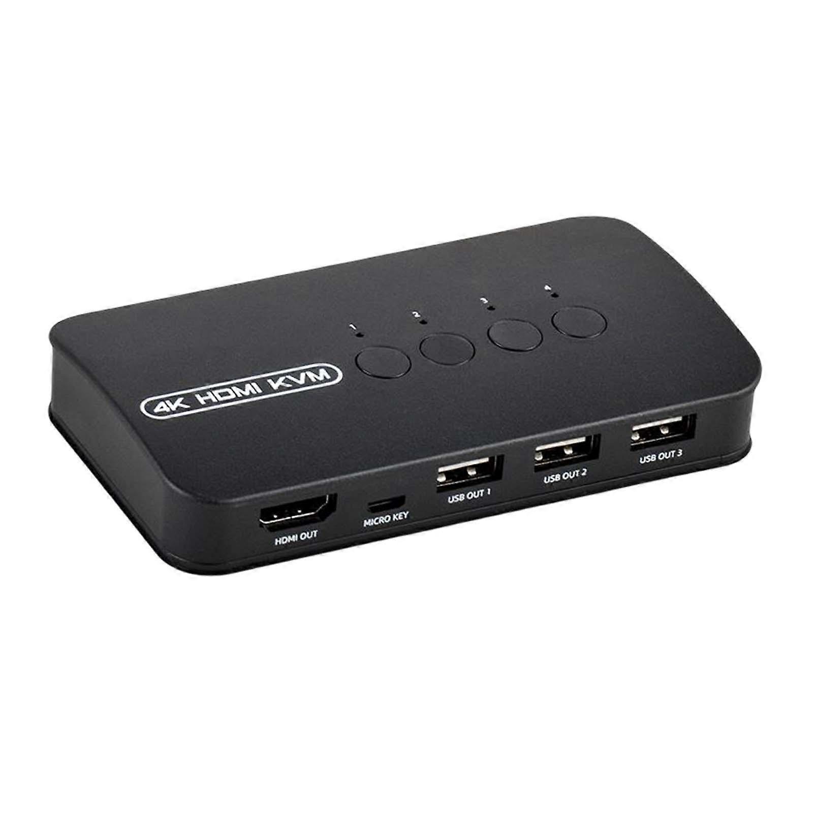 PlugPlay KVM Switch for Selector for 4 Computers Easy and Efficient Sharing of Multiple Devices